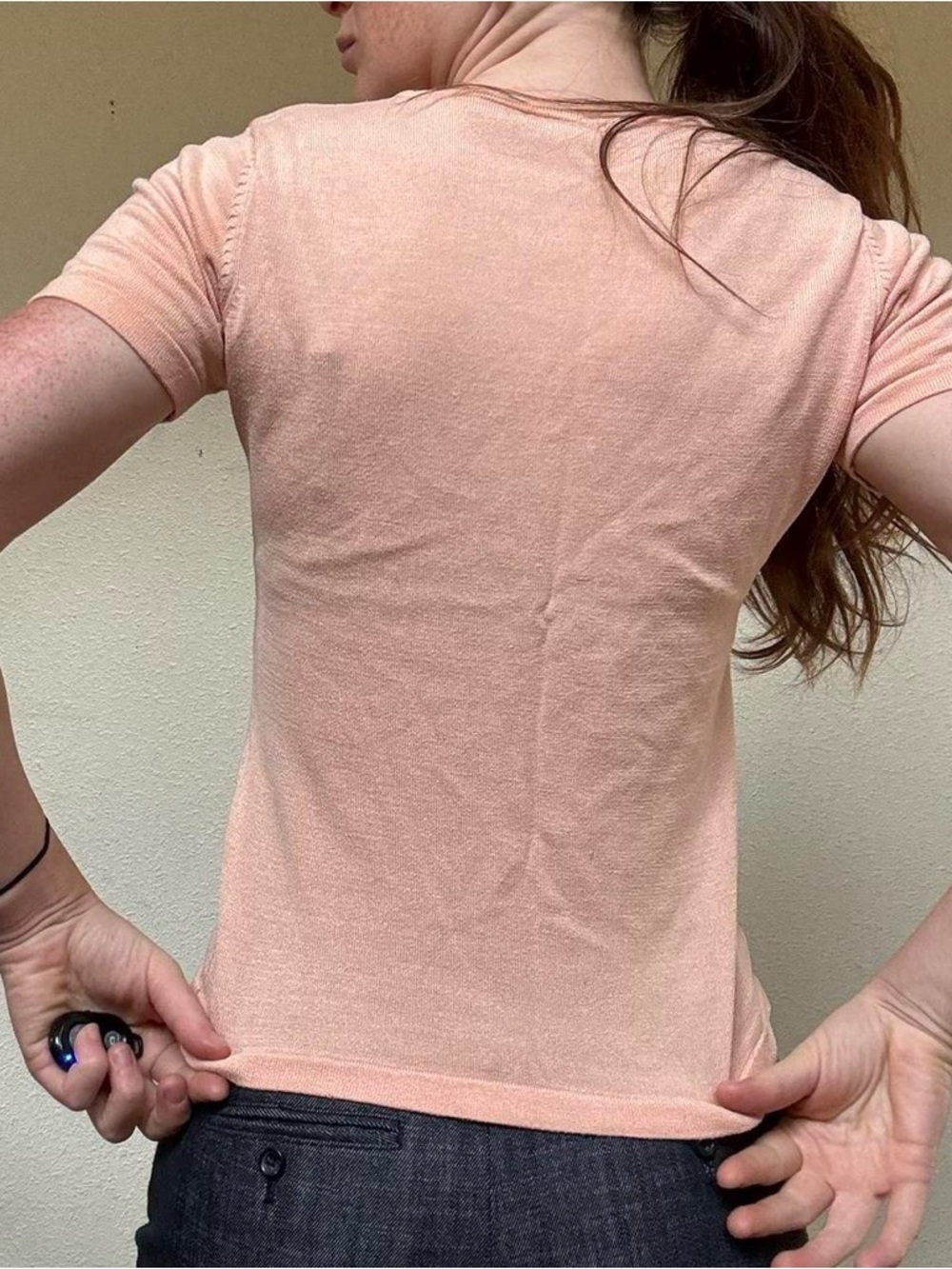 Liz Claiborne peach pink 100% silk tee - Picture 4 of 7